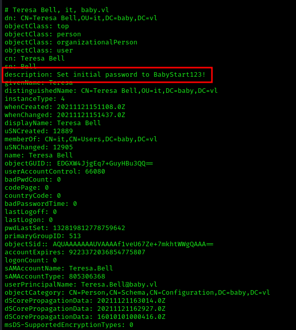 LDAP Password Description