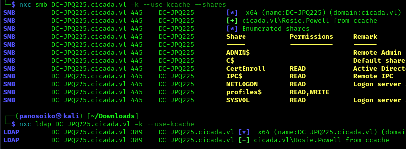 Successful LDAP and SMB access