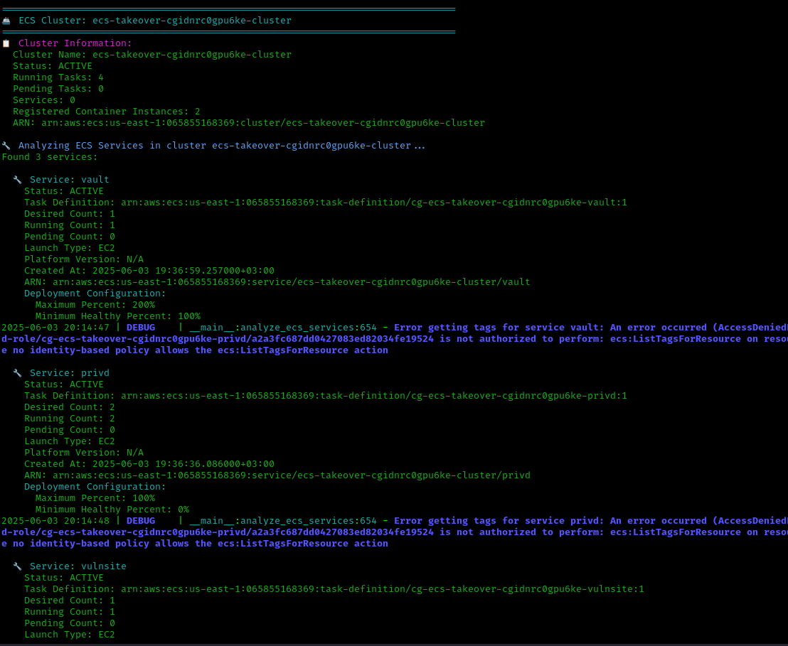 ECS Enumeration Results