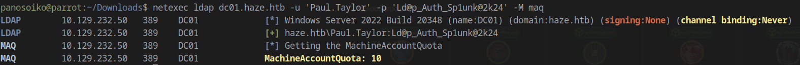 Machine Account Quota