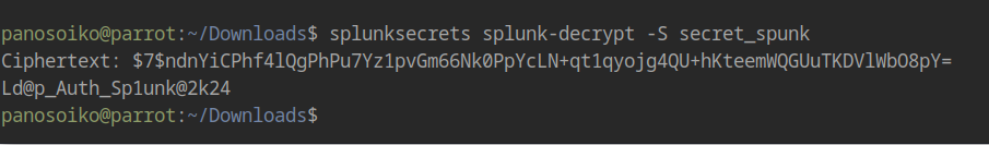 Decrypted Splunk Password