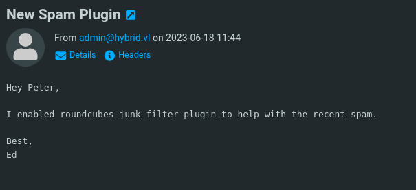 Peter's Email