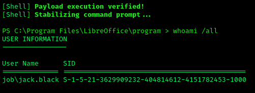 Successful shell callback