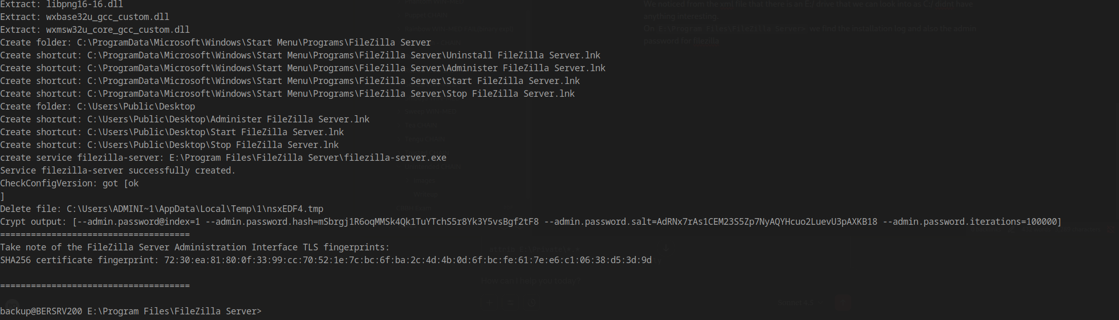 FileZilla Admin Hash