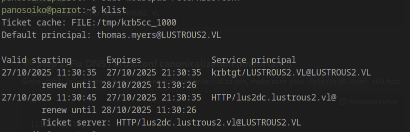 HTTP service ticket in klist