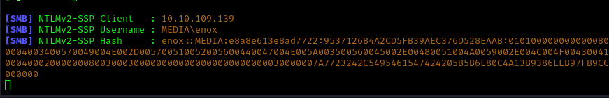 NTLM Hash Captured