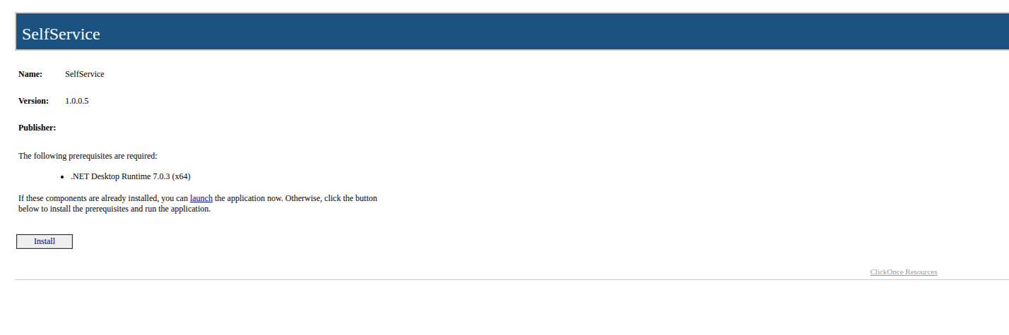 SelfService application