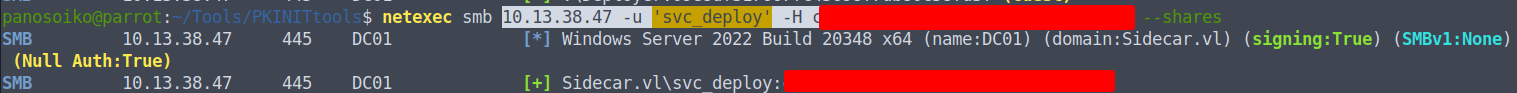 Credentials confirmed for svc_deploy