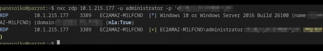 Administrator password revealed in command history