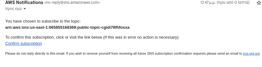 SNS email details