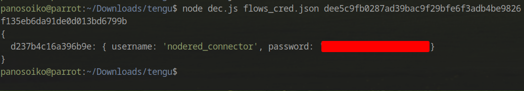 Node-RED Connector Password