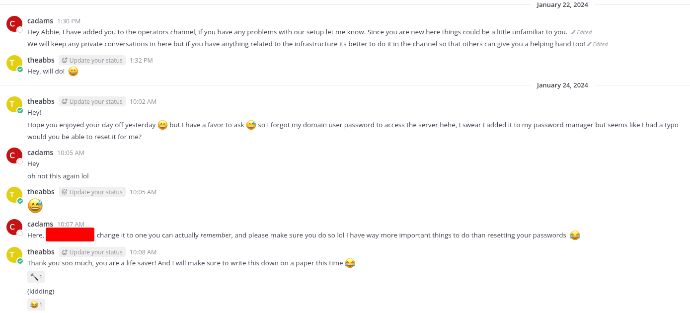 Abbie's domain password