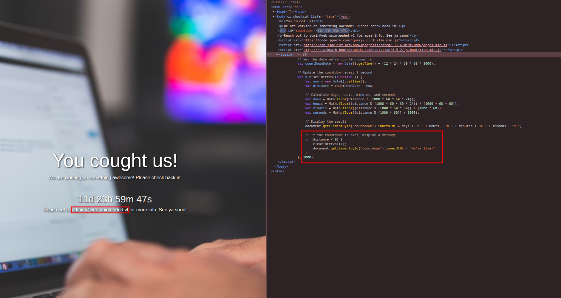 Countdown page on port 80