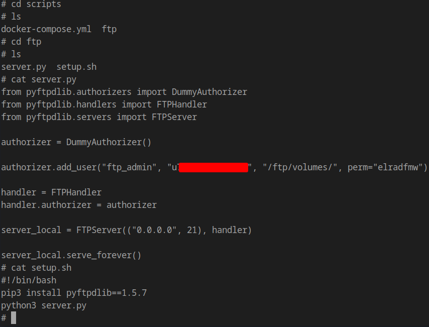 FTP admin credentials