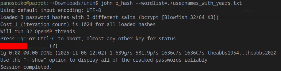 John successfully cracks password