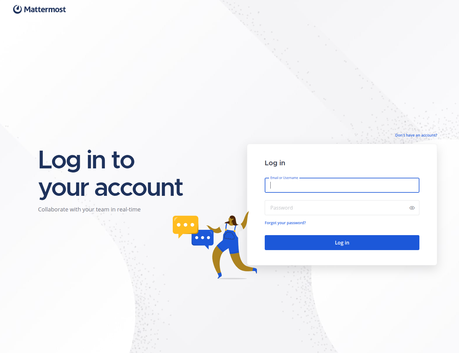 Mattermost login page