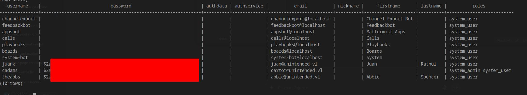 PostgreSQL user hashes