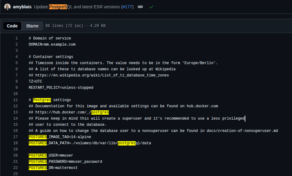 PostgreSQL default credentials